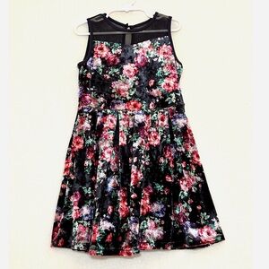 Pastourelle by Pippa and Julie Girl’s Dress Blue Pink Floral Velvet Size 7